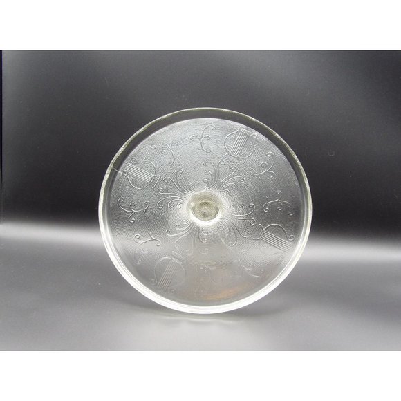 Vintage Jeannette Glass Co. Clear Depression Glass Cake Stand Harp Pattern 4 1/2 - Picture 9 of 10